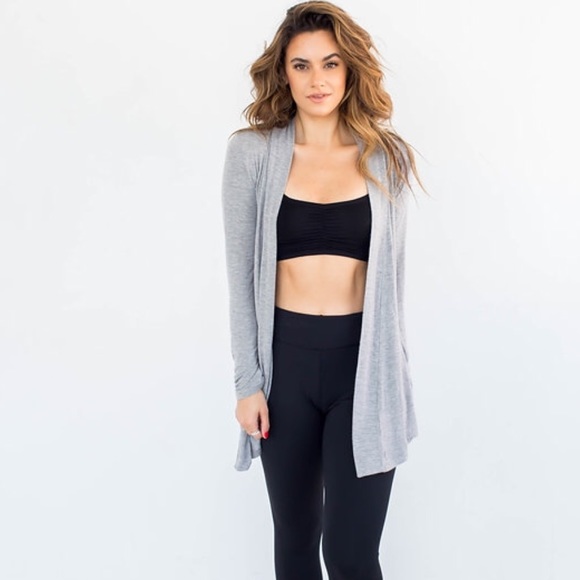 OPEN JERSEY CARDI • HEATHER GREY - Picture 2 of 4