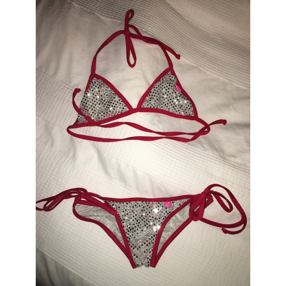 Silver and red bikini from chynna dolls