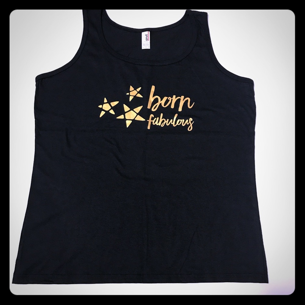 ❤️ Born Fabulous Black Graphic Tank n Gold [TO-63]