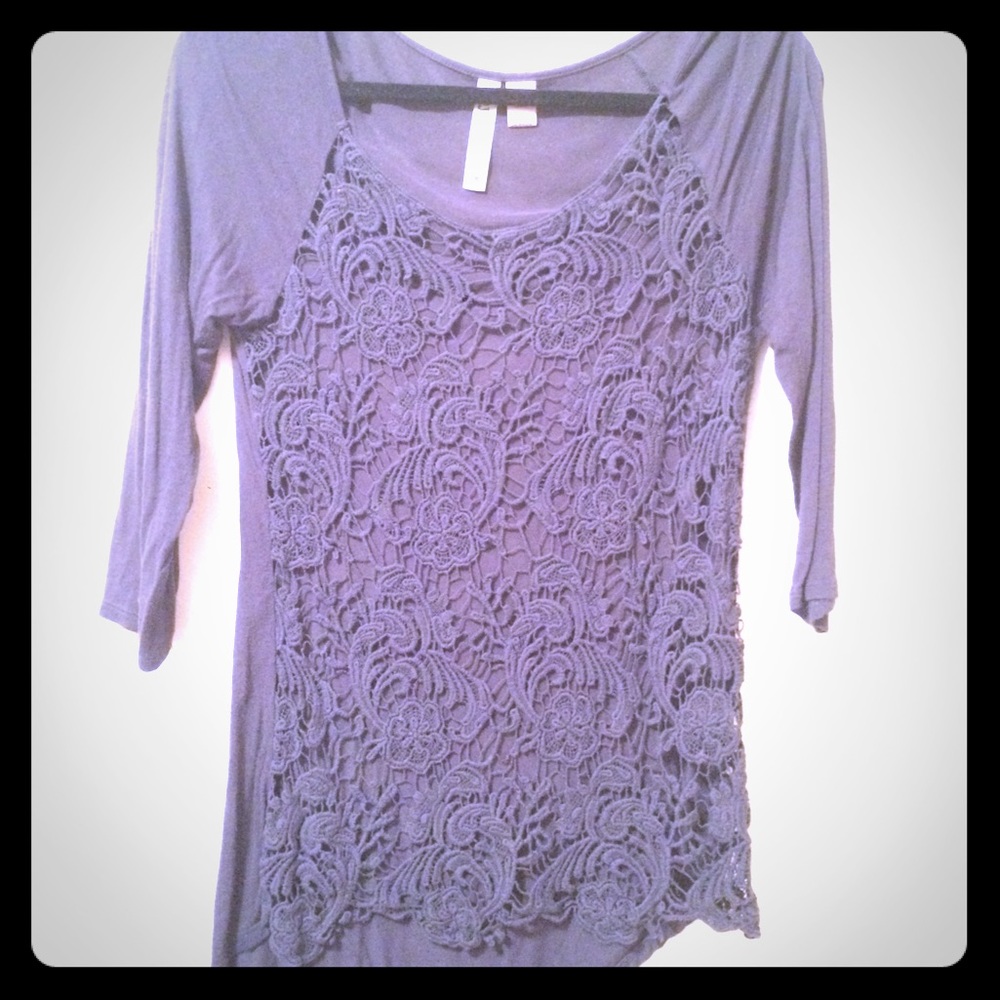 Lace front blue top