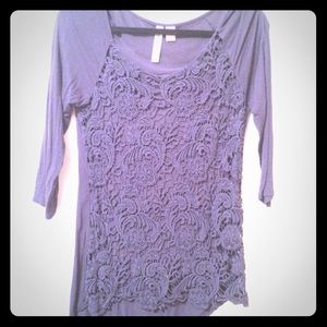 Lace front blue top