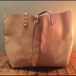 BCBG Cream Faux Leather Tote Bag