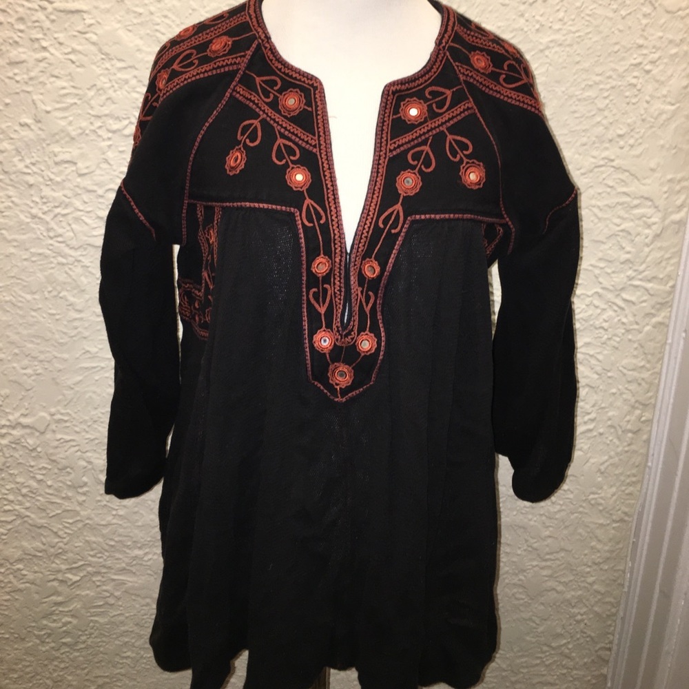 Free People New Romantics Large Top Orange & Black