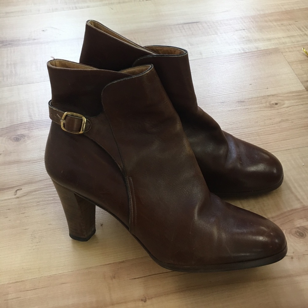 Vintage Brown Leather Ankle Boots