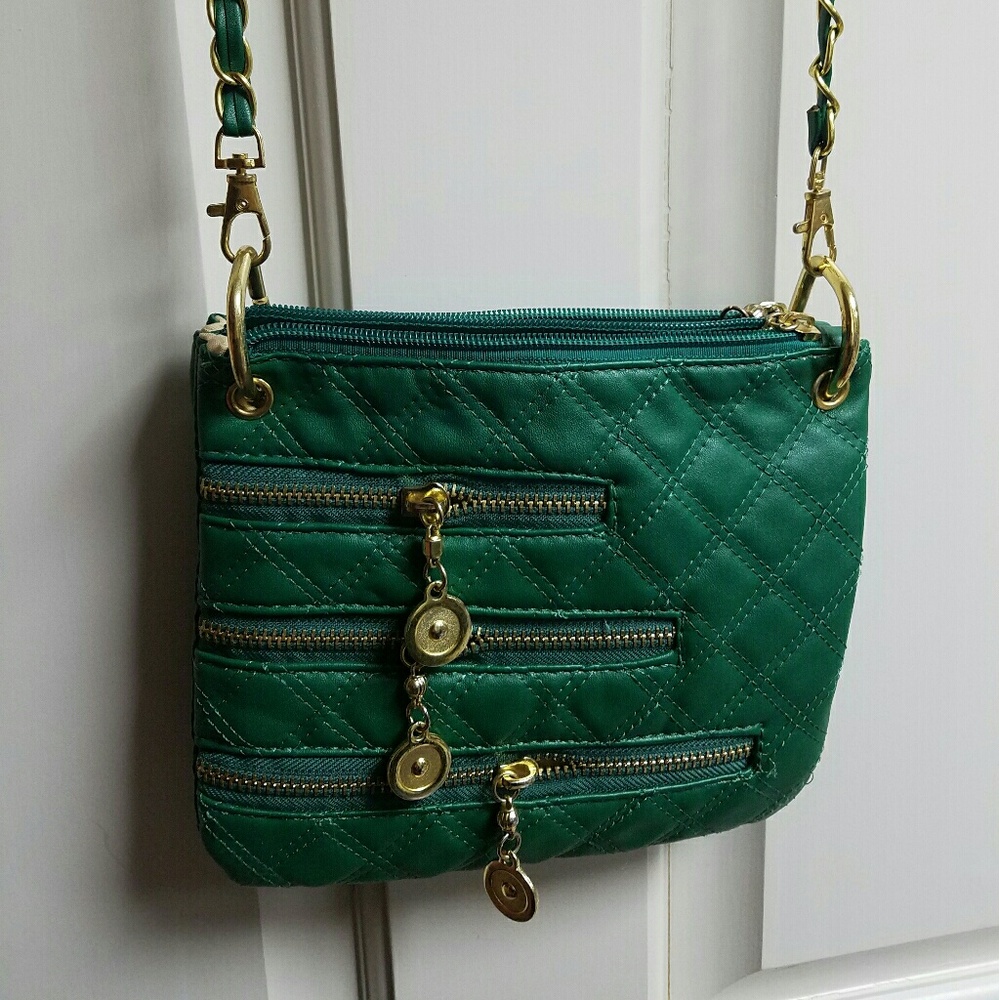 Emerald Green Purse with Gold Accents