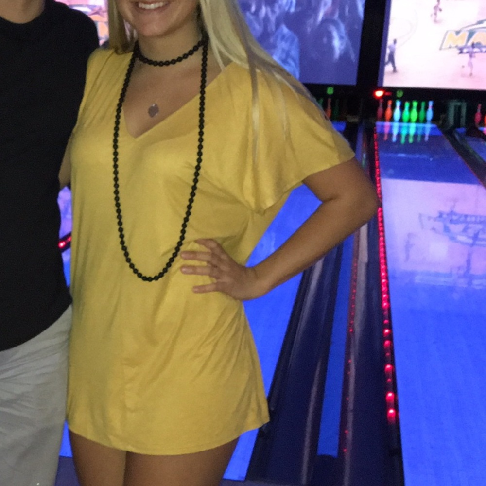 Suede mustard yellow dress