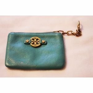 Tory Burch Cardholder Key Chain. Turquoise