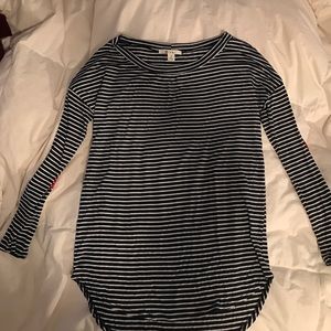 Long sleeve striped top with elbow patches