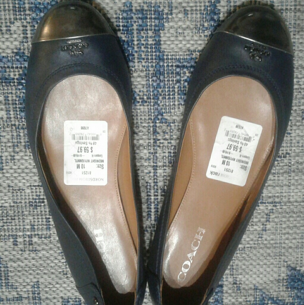 Navy and gold Coach Flats