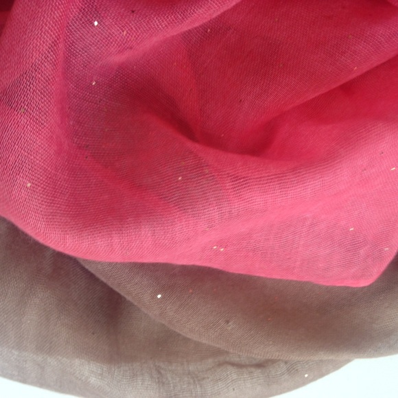 1 hour sale Stunning Watermelon & Tan Chiffon Wrap - Picture 2 of 4