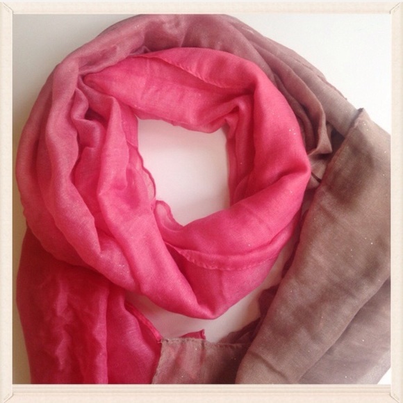 1 hour sale Stunning Watermelon & Tan Chiffon Wrap - Picture 3 of 4
