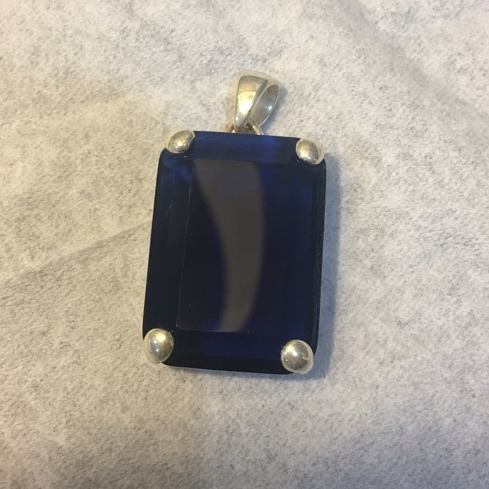Blue stone sterling silver pendant