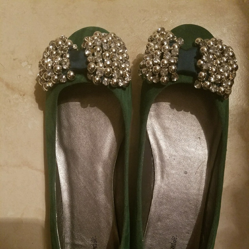 Promise Embellished stunning dark green flats