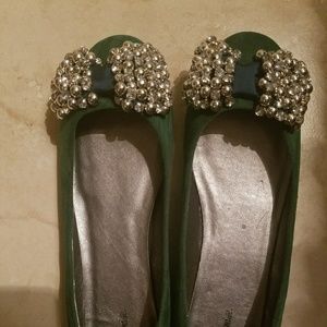 Promise Embellished stunning dark green flats