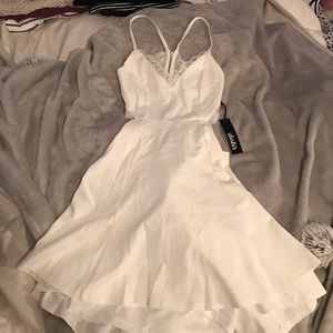 White with lace skater skirt dress