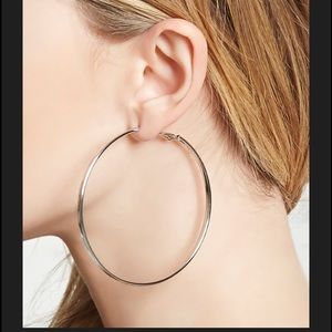 Large Hoop Silver Round Earrings Forever 21