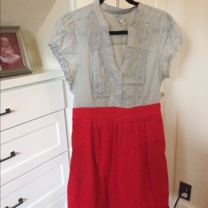 Anthropologie Maeve "in a moment" dress grey red