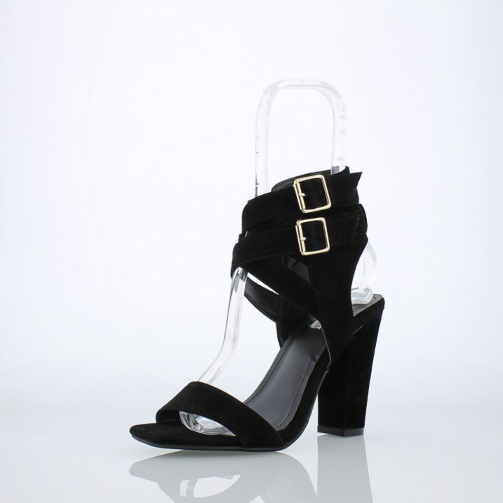 Brand new black double ankle strap sandals