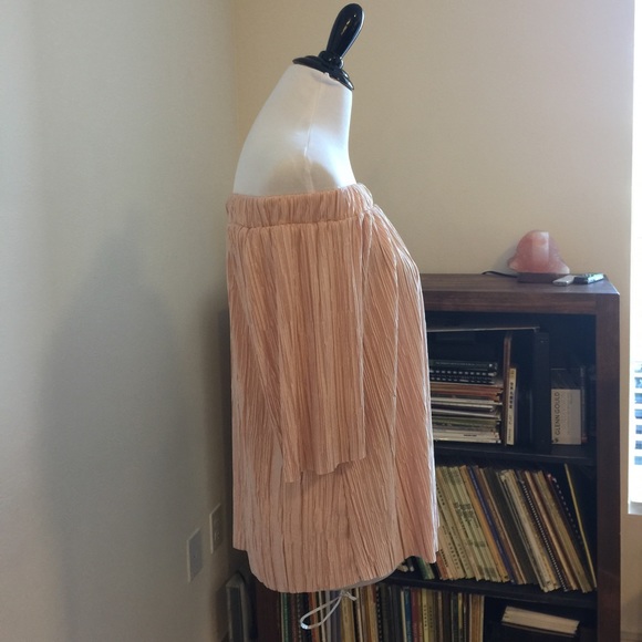 Only 1 small left!πBlush Pleated Off Shoulder Top - Picture 6 of 7