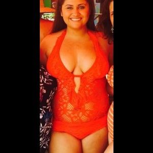 red one piece swimsuit