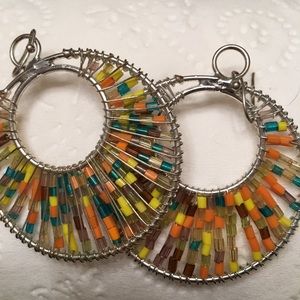 💐WIRE BEADED DANGLE EARRINGS - VERY LIGHTWEIGHT