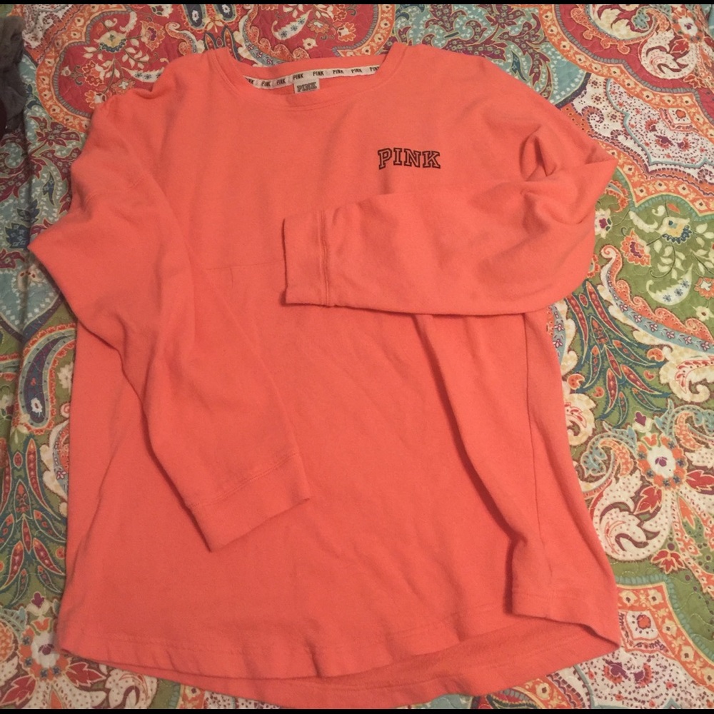 VS Pink neon orange sweat shirt