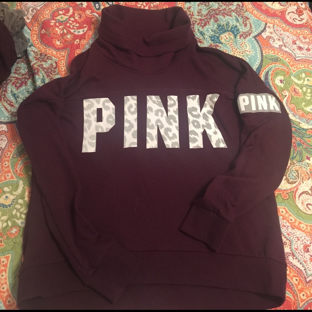 VS PINK cowl neck sweatshirt with reflective  logo