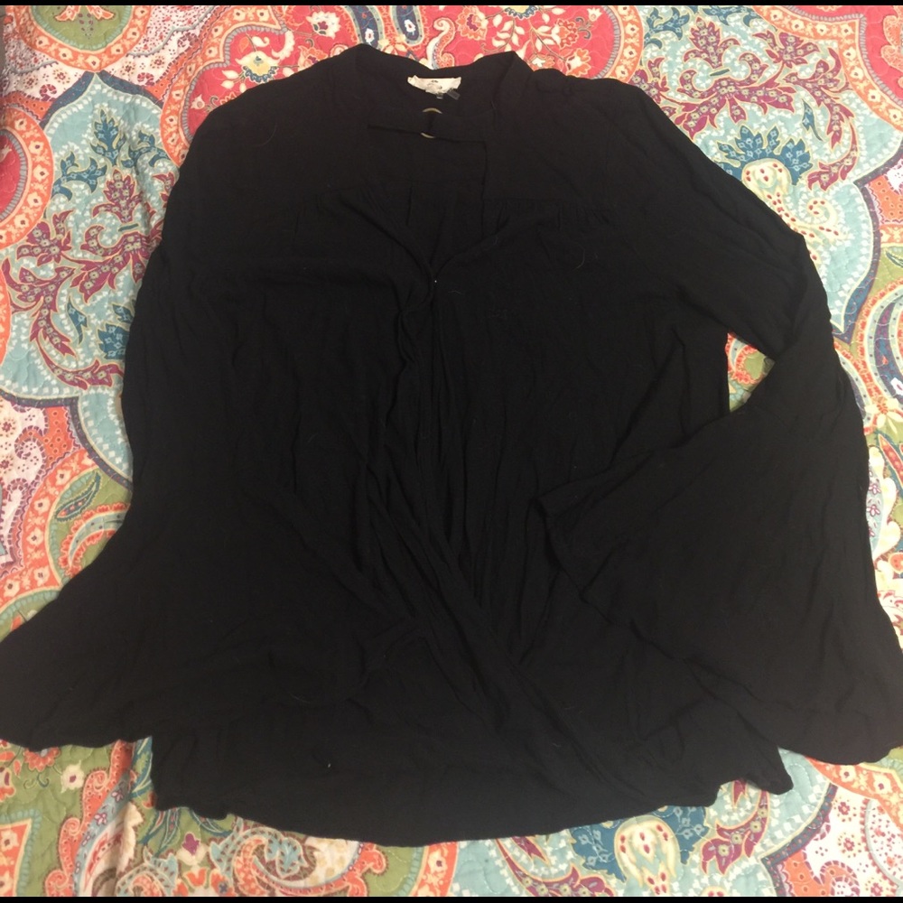 Black crisscross top with bell sleeves