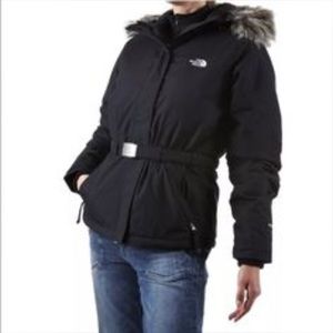 Black North Face Fur Hood w. Belt Parker Size Med