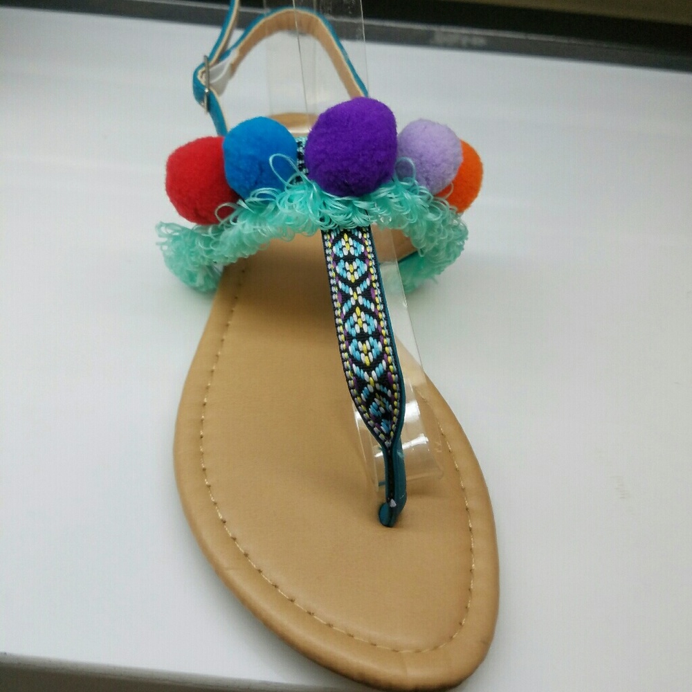 💙Teal Embroidered Sandals