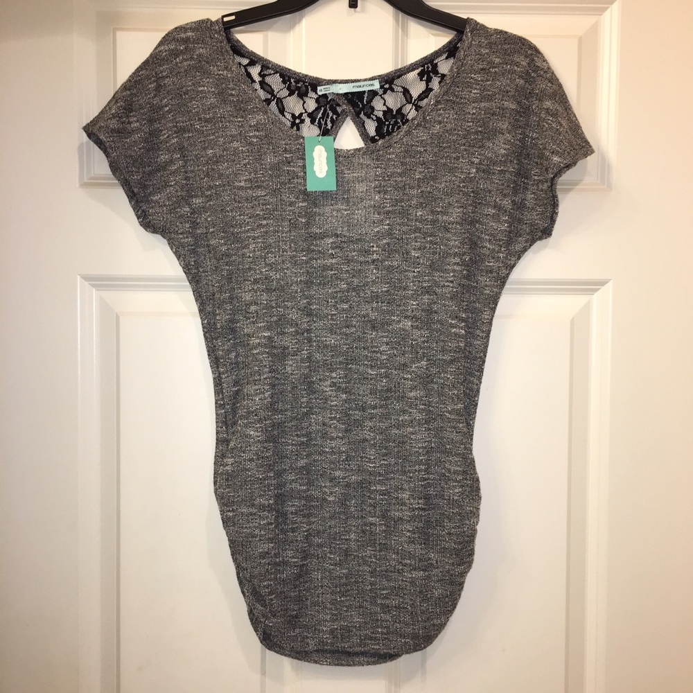 Gray Top with Lace Back