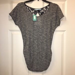 Gray Top with Lace Back