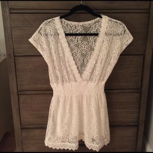 White Semi-Sheer Lace Dress