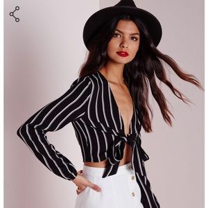 NWT Missguided Stripe Tie Top