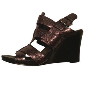 Donald J Pliner "Gaia" Snake-Print Slingback Wedge