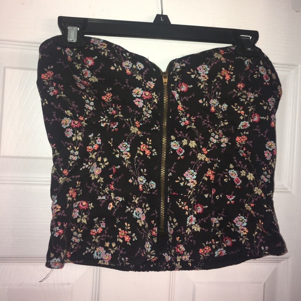 Black Floral Zip Corset