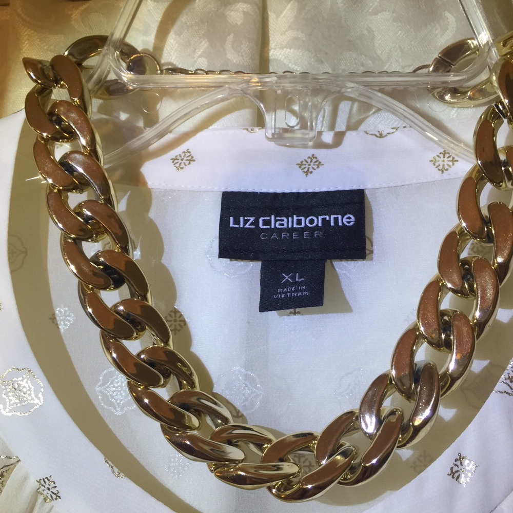 Necklaces shown with the clothing