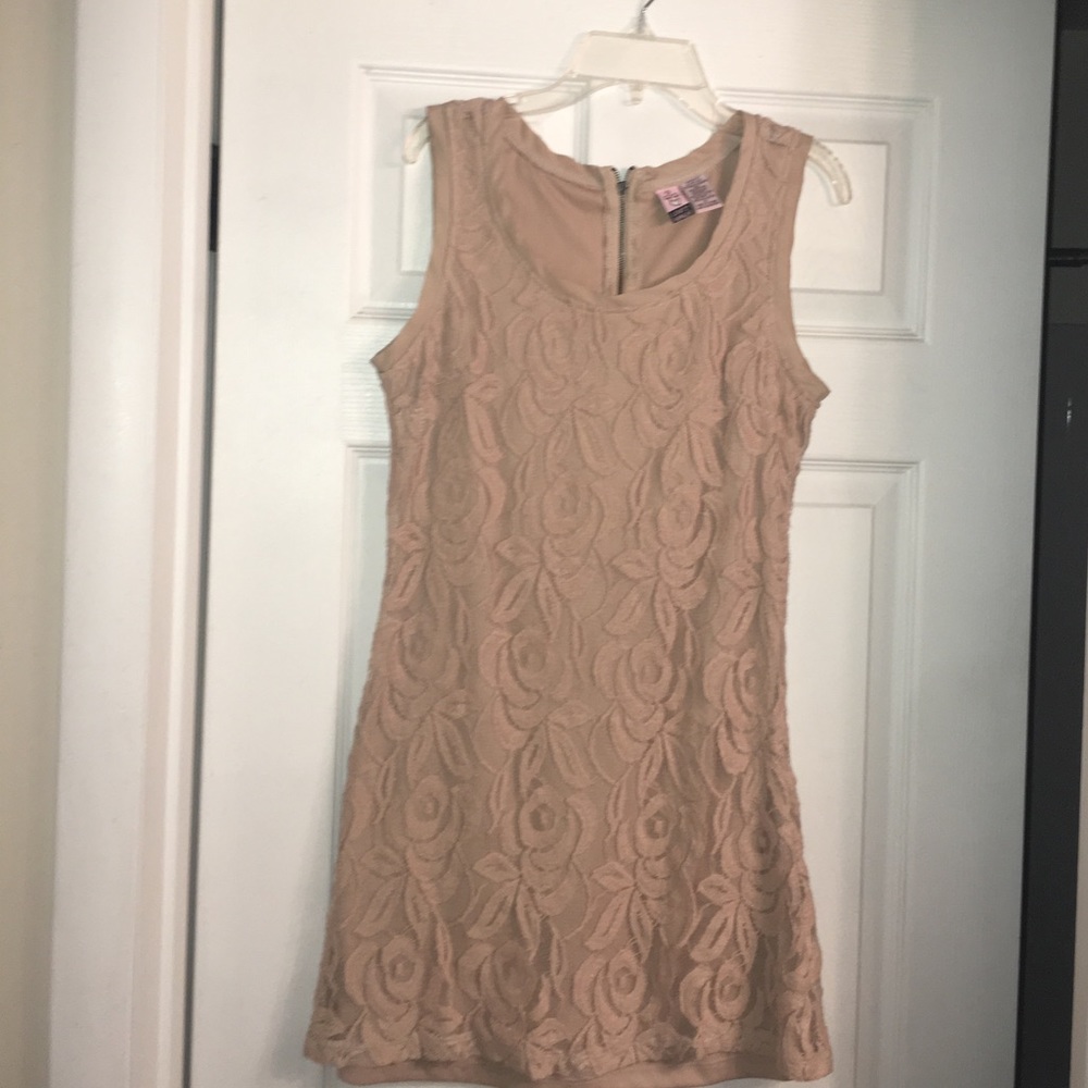 Beige/Tan Short Lace Dress