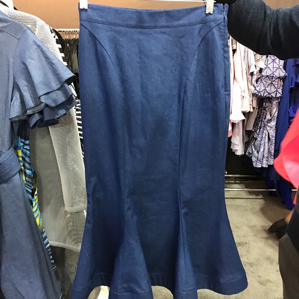 Blue Denim Fluted Skirt