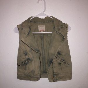 Olive denim vest