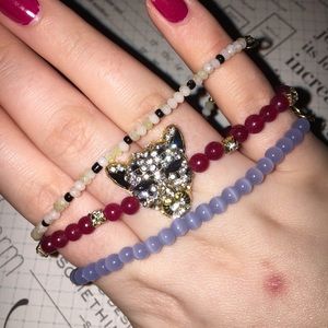 Handmade Tiger charm + stone bracelet set Handmade Tiger charm + stone bracelet set