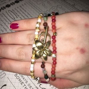 Handmade Stones + charms bracelet set Handmade Stones + charms bracelet set