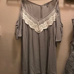 Grey Cold Shoulder Shirt