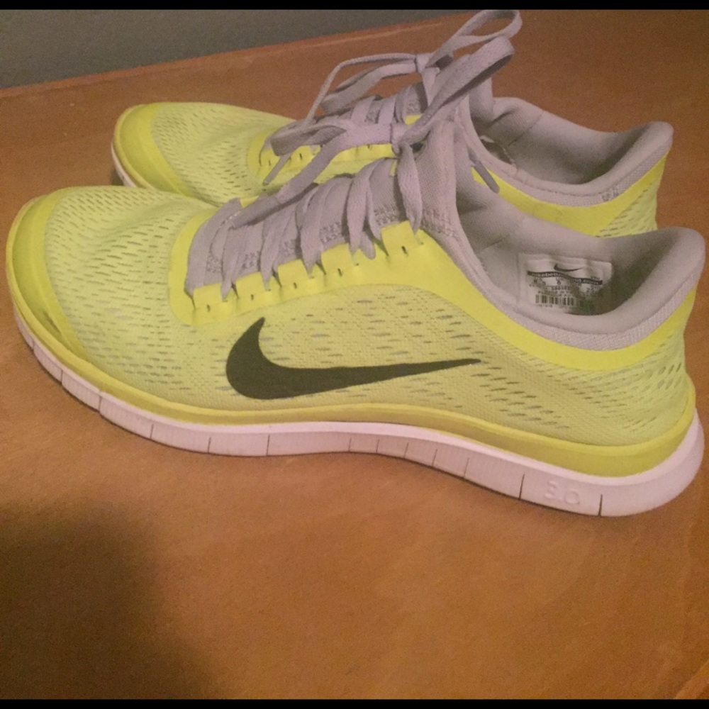 Neon yellow Nike Free 3.0