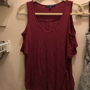 Maroon cold shoulder top