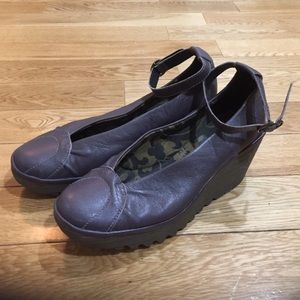Purple Fly London Ankle Strap Wedges