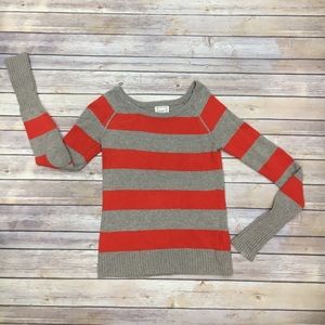 Striped sweater with elbow patch