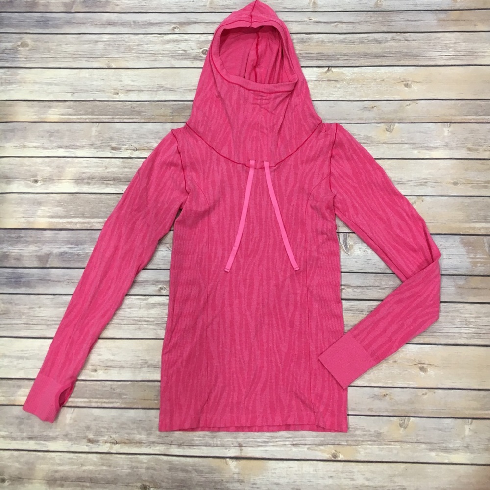 Pink Cowl Neck Hoodie