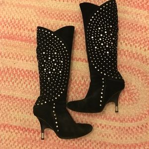 ❤️$350 Italian Leather Studded Knee High Boots❤️
