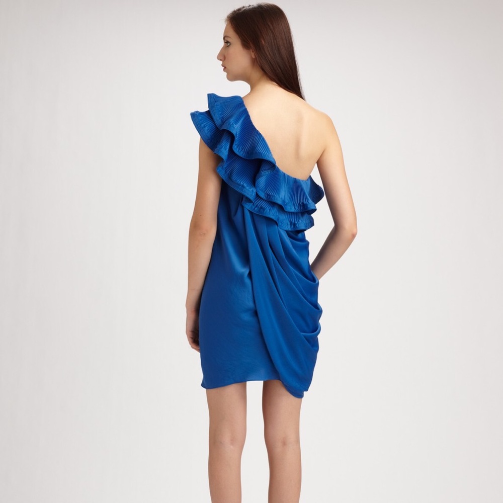 BCBG MaxAzria Ruffle One-Shoulder Draped Dress - Picture 2 of 5